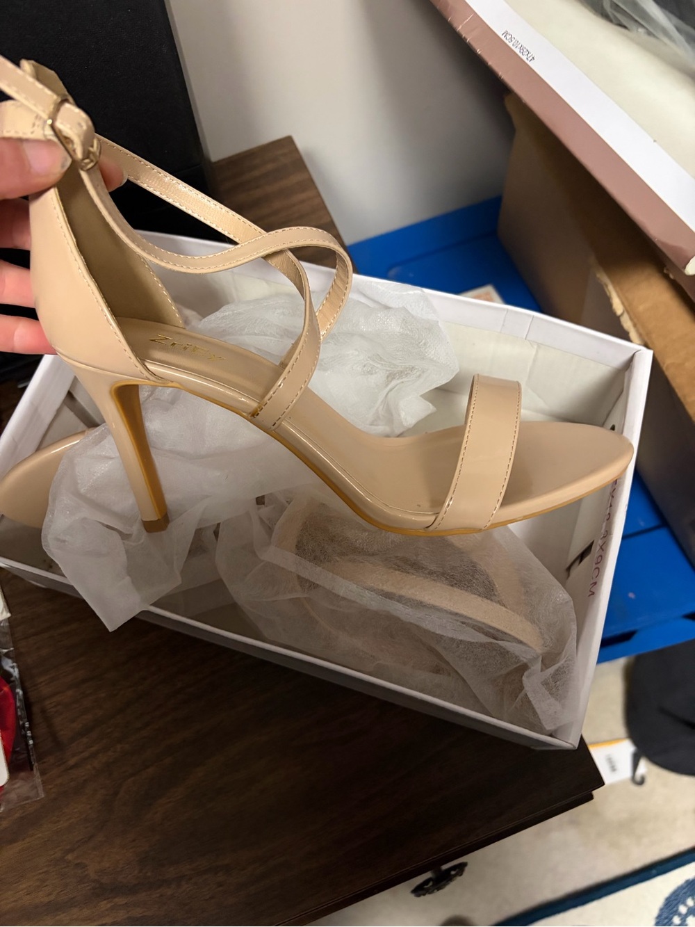 ZriEy Nude Strappy Stiletto Sandals for Women
